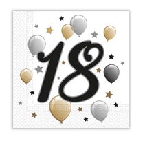 Decorata Milestone - Two-ply Paper Napkins 33x33 cm Age 18 - 88864