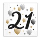 Decorata Milestone - Two-ply Paper Napkins 33x33 cm Age 21 - 88865