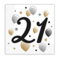 Decorata Milestone - Two-ply Paper Napkins 33x33 cm Age 21 - 88865