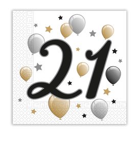 Decorata Milestone - Two-ply Paper Napkins 33x33 cm Age 21 - 88865