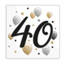 Decorata Milestone - Two-ply Paper Napkins 33x33cm Age 40 - 88867
