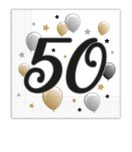 Decorata Milestone - Two-ply Paper Napkins 33x33 cm Age 50 - 88868