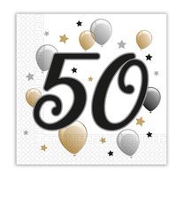 Decorata Milestone - Two-ply Paper Napkins 33x33 cm Age 50 - 88868