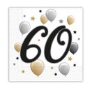 Decorata Milestone - Two-ply Paper Napkins 33x33 cm Age 60 - 88869