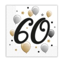 Decorata Milestone - Two-ply Paper Napkins 33x33 cm Age 60 - 88869