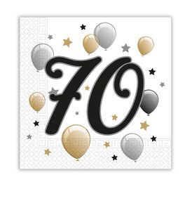 Decorata Milestone - Two-ply Paper Napkins 33x33 cm Age 70 - 88870