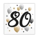 Decorata Milestone - Two-ply Paper Napkins 33x33 cm Age 80 - 88871