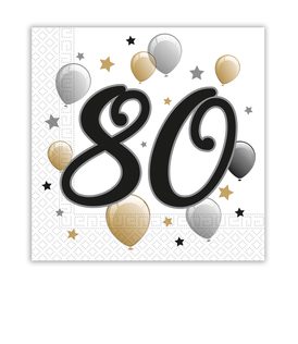 Decorata Milestone - Two-ply Paper Napkins 33x33 cm Age 80 - 88871