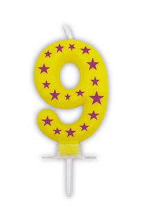 Decorata Numeral Candles - Stars Numeral Candles No. 9 - 89172