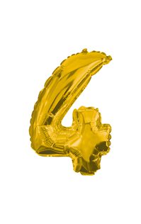 Numeral Foil Balloons - 32 cm Gold Foil Balloon No. 4 - 89645