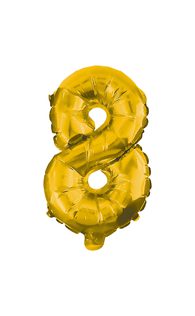 Numeral Foil Balloons - 32 cm Gold Foil Balloon No. 8 - 89649