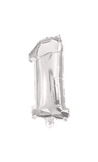 Numeral Foil Balloons - 32 cm Silver Foil Balloon No. 1 - 89798