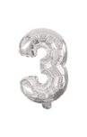 Numeral Foil Balloons - 32 cm Silver Foil Balloon No. 3 - 89800