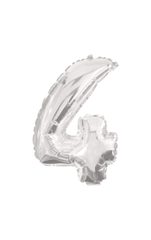 Numeral Foil Balloons - 32 cm Silver Foil Balloon No. 4 - 89801