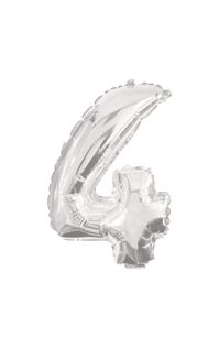 Numeral Foil Balloons - 32 cm Silver Foil Balloon No. 4 - 89801