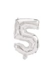 Numeral Foil Balloons - 32 cm Silver Foil Balloon No. 5 - 89802