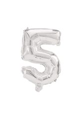 Numeral Foil Balloons - 32 cm Silver Foil Balloon No. 5 - 89802