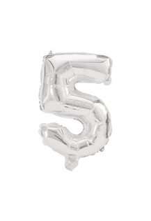 Numeral Foil Balloons - 32 cm Silver Foil Balloon No. 5 - 89802