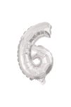 Numeral Foil Balloons - 32 cm Silver Foil Balloon No. 6 - 89803