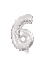 Numeral Foil Balloons - 32 cm Silver Foil Balloon No. 6 - 89803