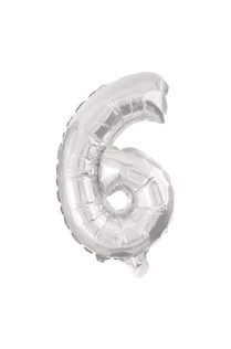 Numeral Foil Balloons - 32 cm Silver Foil Balloon No. 6 - 89803
