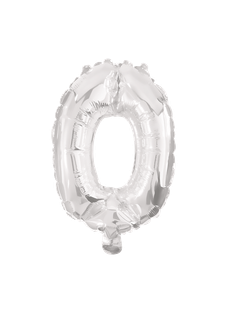 Numeral Foil Balloons - 32 cm Silver Foil Balloon No. 0 - 89807