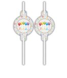 Decorata Happy Birthday Streamers - Medallion Paper Drinking Straws - 91837