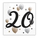 Decorata Milestone - Two-Ply Paper Napkins 33x33 cm Age 20 - 92088