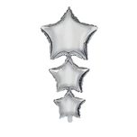 Unicolor Foil Balloons - Linked Silver Stars Foil Balloon 94 cm. - 92447