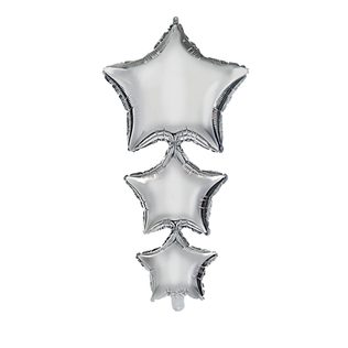 Unicolor Foil Balloons - Linked Silver Stars Foil Balloon 94 cm. - 92447