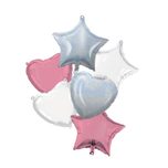 Unicolor Foil Balloons - Pink White Iridescent Bouquet Foil Balloons 46 cm. - 92449