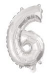 Numeral Foil Balloons - Silver Foil Balloon 95 cm. No. 6. - 92472