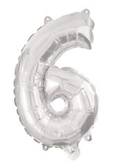 Numeral Foil Balloons - Silver Foil Balloon 95 cm. No. 6. - 92472