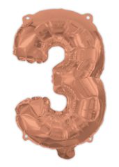 Numeral Foil Balloons - Rose Gold Foil Balloon 94 cm. No. 3. - 92479