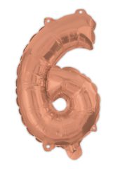 Numeral Foil Balloons - Rose Gold Foil Balloon 94 cm. No. 6. - 92482