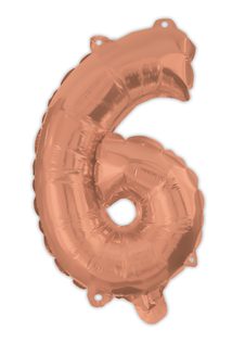 Numeral Foil Balloons - Rose Gold Foil Balloon 94 cm. No. 6. - 92482