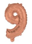 Numeral Foil Balloons - Rose Gold Foil Balloon 94 cm. No. 9. - 92485
