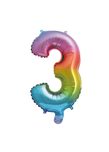 Numeral Foil Balloons - Rainbow Foil Balloon 35 cm. No. 3. - 92726