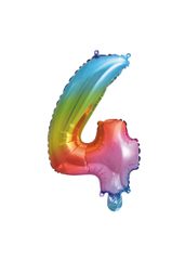 Numeral Foil Balloons - Rainbow Foil Balloon 35 cm. No. 4. - 92727