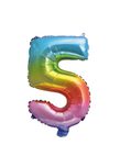 Numeral Foil Balloons - Rainbow Foil Balloon 35 cm. No. 5. - 92728