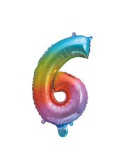 Numeral Foil Balloons - Rainbow Foil Balloon 35 cm. No. 6. - 92729