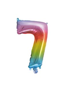Numeral Foil Balloons - Rainbow Foil Balloon 35 cm. No. 7. - 92730
