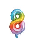 Numeral Foil Balloons - Rainbow Foil Balloon 35 cm. No. 8. - 92731