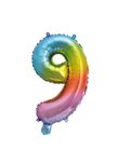 Numeral Foil Balloons - Rainbow Foil Balloon 35 cm. No. 9. - 92732