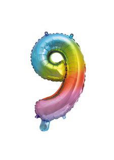 Numeral Foil Balloons - Rainbow Foil Balloon 35 cm. No. 9. - 92732