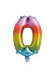Numeral Foil Balloons - Rainbow Foil Balloon 35 cm. No. 0. - 92733