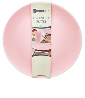 Decorata Reusable Products - Pink Reusable Party Plates 25 cm. - 92990
