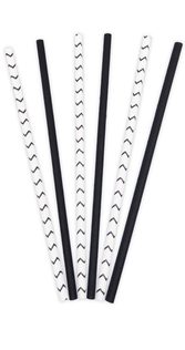 Decorata Drinking Straws - FSC Black & White Paper Drinking Straws 19,5X0,6cm. - 93115