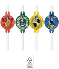 Harry Potter Hogwarts Houses - Paper Straws 22 cm. FSC. - 93368