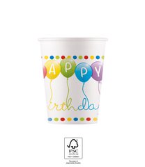 Decorata Happy Birthday Streamers - Paper Cups 200 ml. FSC. - 93461